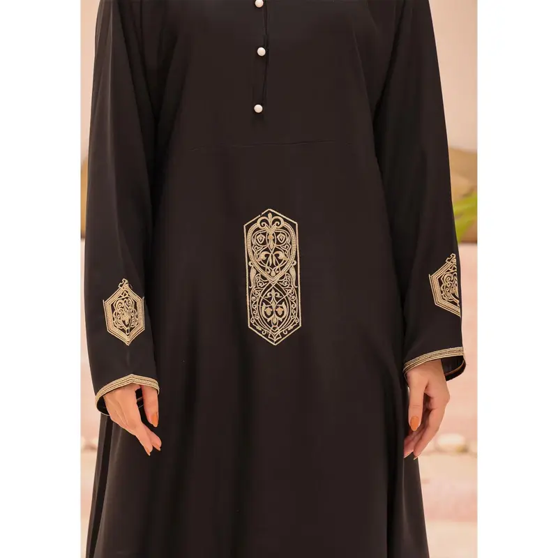 ASL-220 Aztek - Black Embroidered Abaya 3