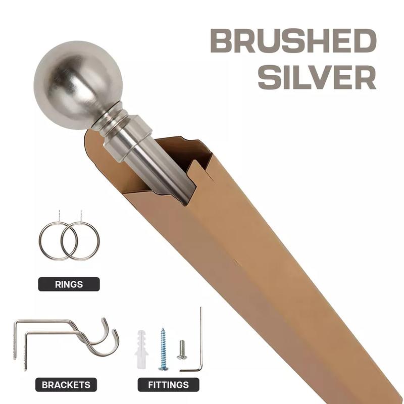 Metal Curtain Pole Extendable Chrome 28mm with Finials Rings Hooks Rod Fittings - Rust and Corrosion Resistant 3