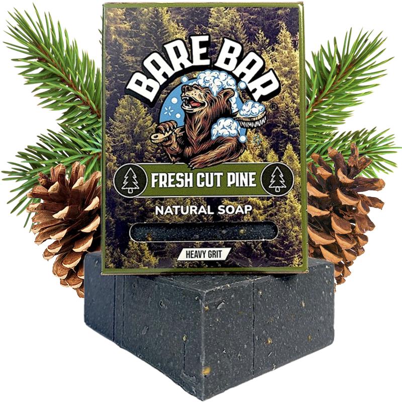 Natural Soap Gift Box - Bare Bar Natural Soap for Men - Heavy Exfoliation - Woodsy & Earthy Essential Oil Blend - Nourishing & Moisturising 6