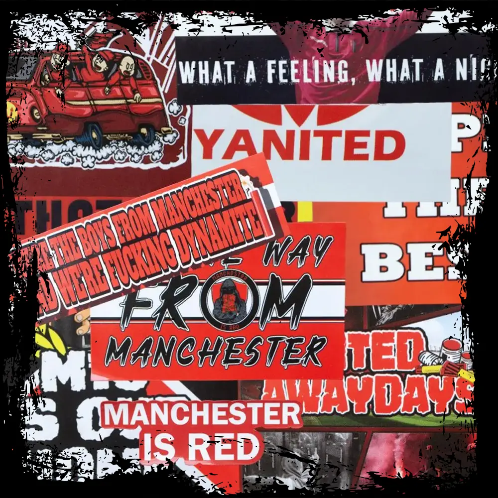 Manchester United Ultras Sticker Pack - Pack of 50 Mixed Designs- Inspired by Utd, Football, Away Days, Reds, Yanited
