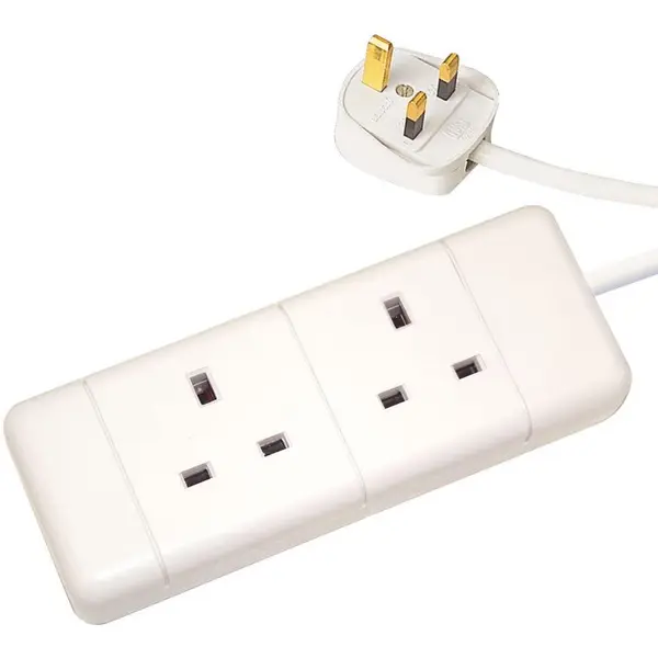 pro elec 2 m 2 port Extension lead - White
