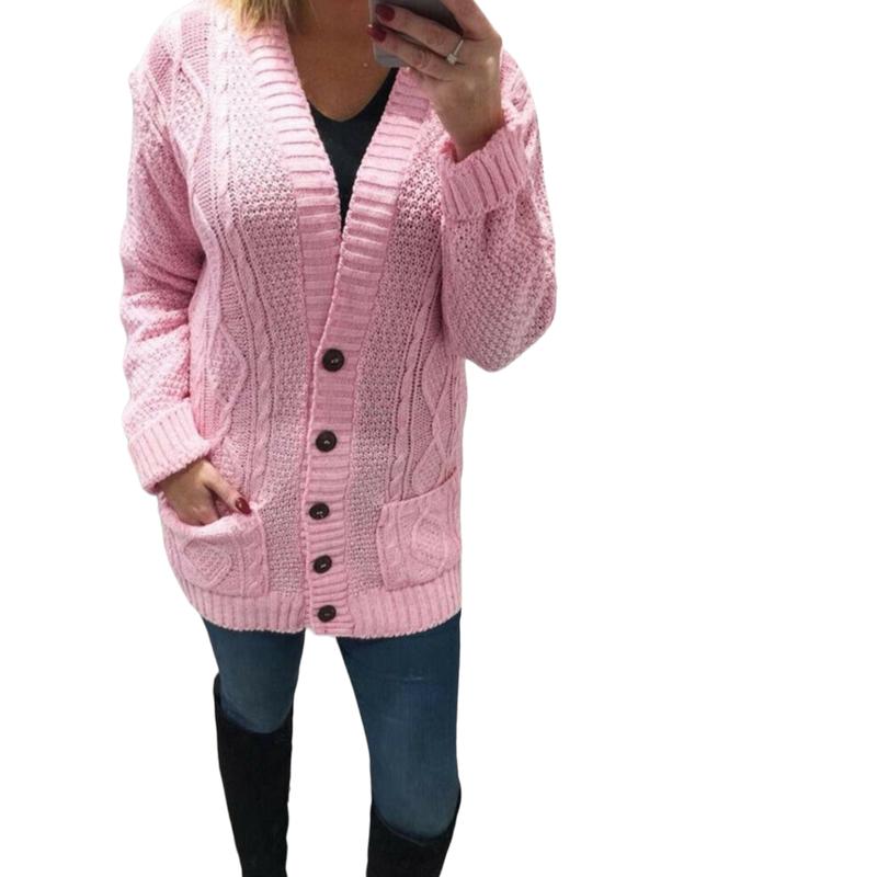 Women's Ladies Chunky Cable Knit Button Cardigan Long Sleeves Grandad Plus Sizes Knitwear Winter Knitted Comfortable Womenswear Soft Baby Cotton Stretchy Tops Basic Longsleeves Sky Underwear sweater  season jacket cardigan  cropped stylish  outerwear 1