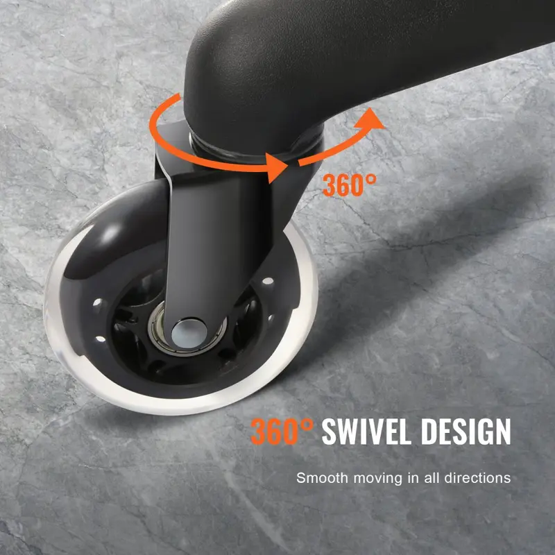 VEVOR Office Chair Wheels, Set of 5, 3 inch Caster Wheels Replacement for Hardwood Floors and Carpet, Heavy Duty Computer Gaming Desk Casters with 130 lbs Load Capacity, Universal Fit for Most Chairs 4