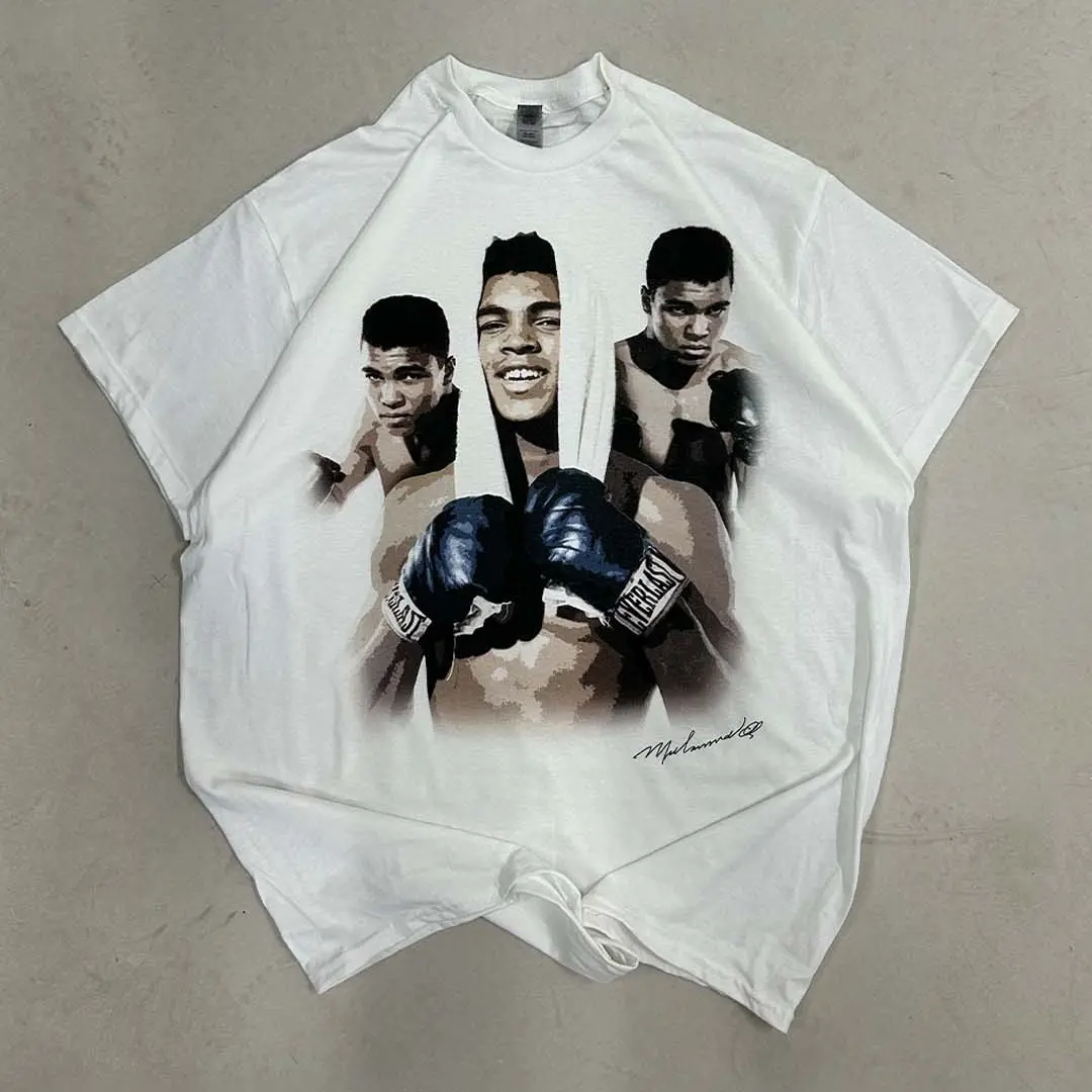 Mohamed Ali Boxing graphic tee shirt -  100% cotton crew neck t-shirt, Unisex t-shirt Streetwear Casual Menswear Top Love Underwear