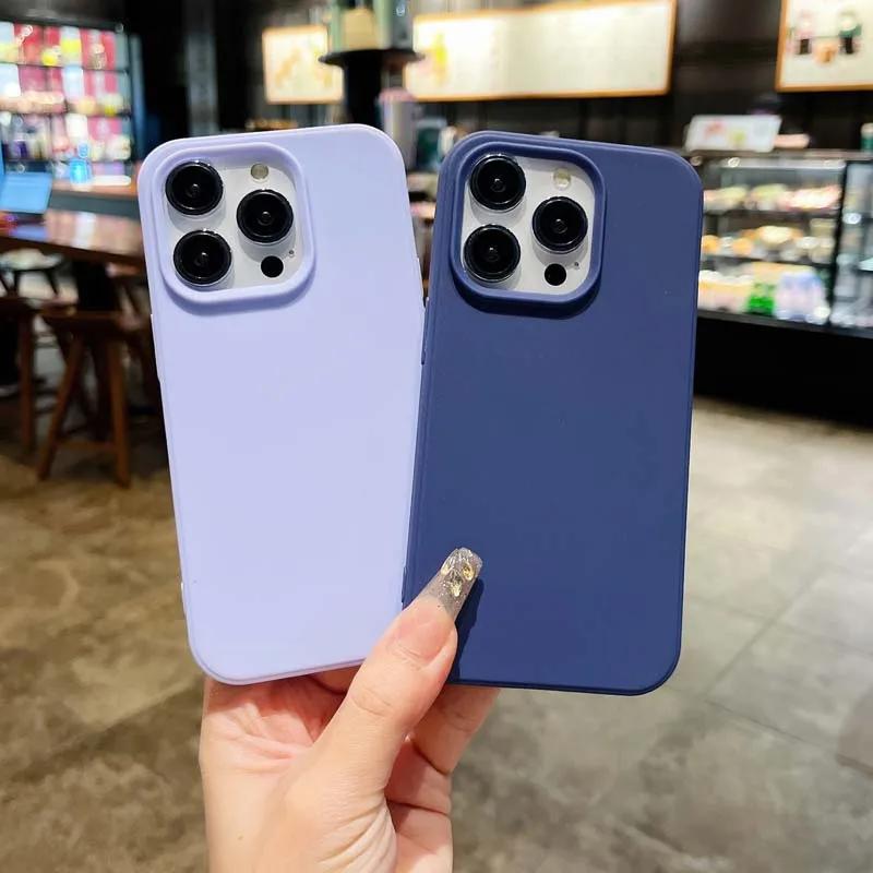 Simple Solid Color Lens Bumper Shock Protection Phone Case for IPhone 16 14 15 Pro Max 13 Soft Matte Cover for IPhone 16pro 1