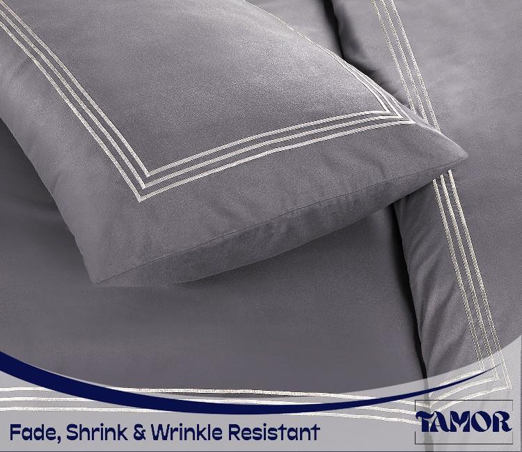 Product Introduction of Embroided Baratta Stitch Duvet Cover Set with Matching Pillowcases - Ultrasoft Brushed Microfiber - Chic & Modern Design - Easy Care & Machine Washable 4