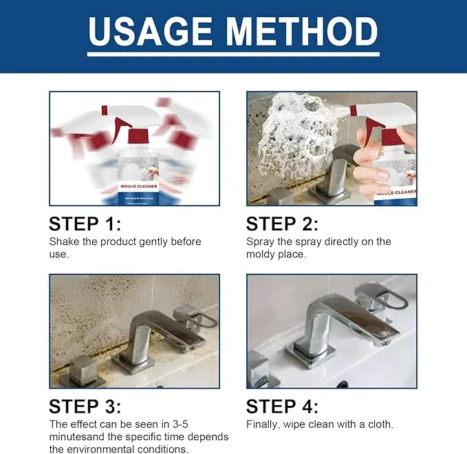 Mildew Cleaner Foam,Mould Removal Foam Spray,Mould Cleaner for Walls & Bathroom & Kitchen,Mould and Mildew Removal Spray,Black Mould Remover Spray,Mould Prevention Spray,Household Mould Removers 6