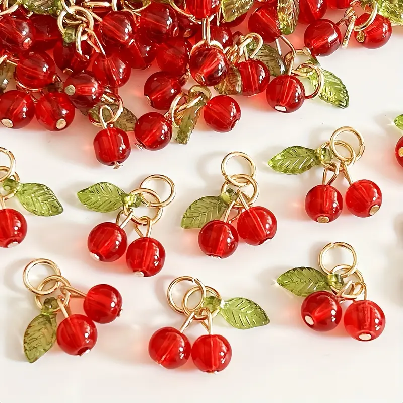 20 And 30 Cherry Pendants, Fruit Pendant Accessories for Necklaces, Earrings, Bracelets, DIY Cherry Phone Charms, Red Accessory Decorations. 0