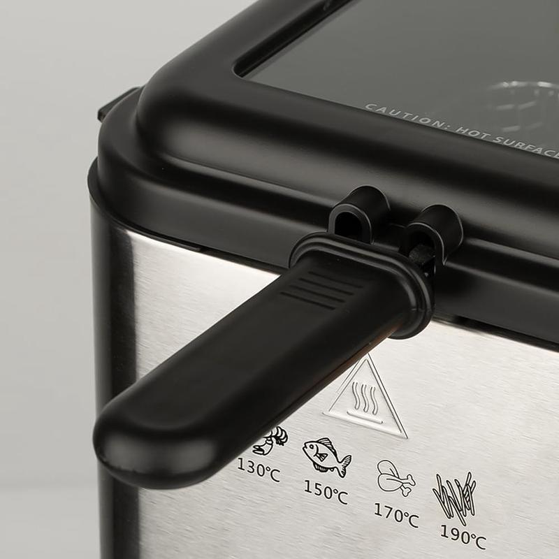 Maya Range Compact Deep Fryer, 2.5L Capacity, Stainless Steel, Temperature Control, Removable Basket, Cool touch Lid 1000W 3