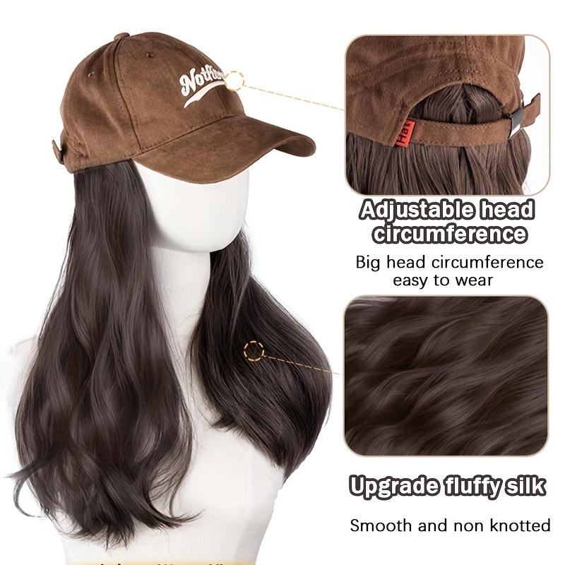 Chic Coffee-Colored Baseball Cap Wig with Body Wave - Synthetic Fiber, Perfect for Halloween & Christmas Parties 6