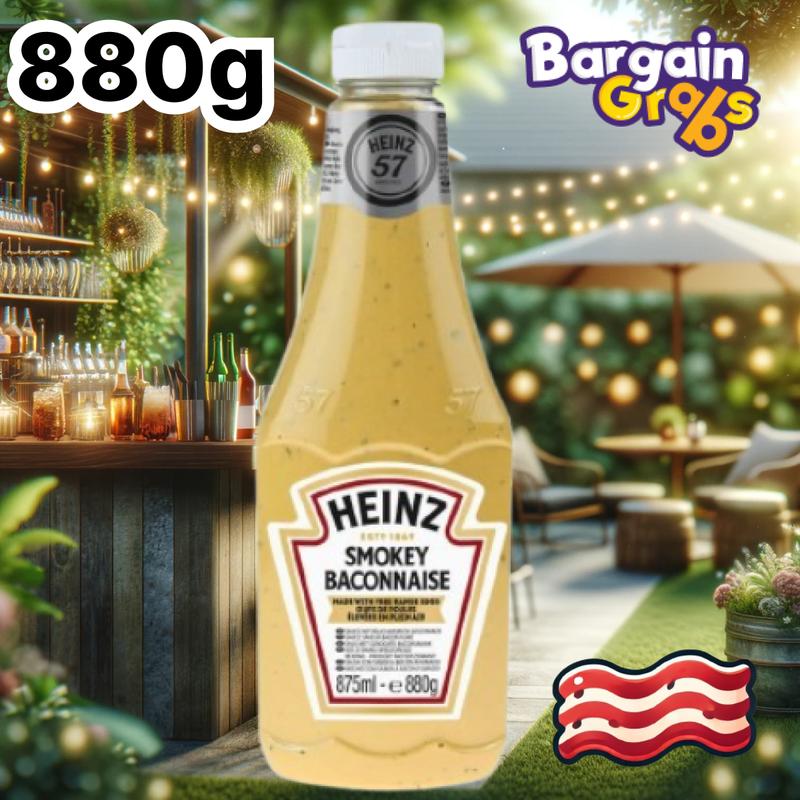 Heinz Smokey Baconnaise 880g Large Bottle – Creamy Bacon-Flavoured Mayo, BBQ Sauce Alternative – Best Before End 08/2025 Dip Sambal 4