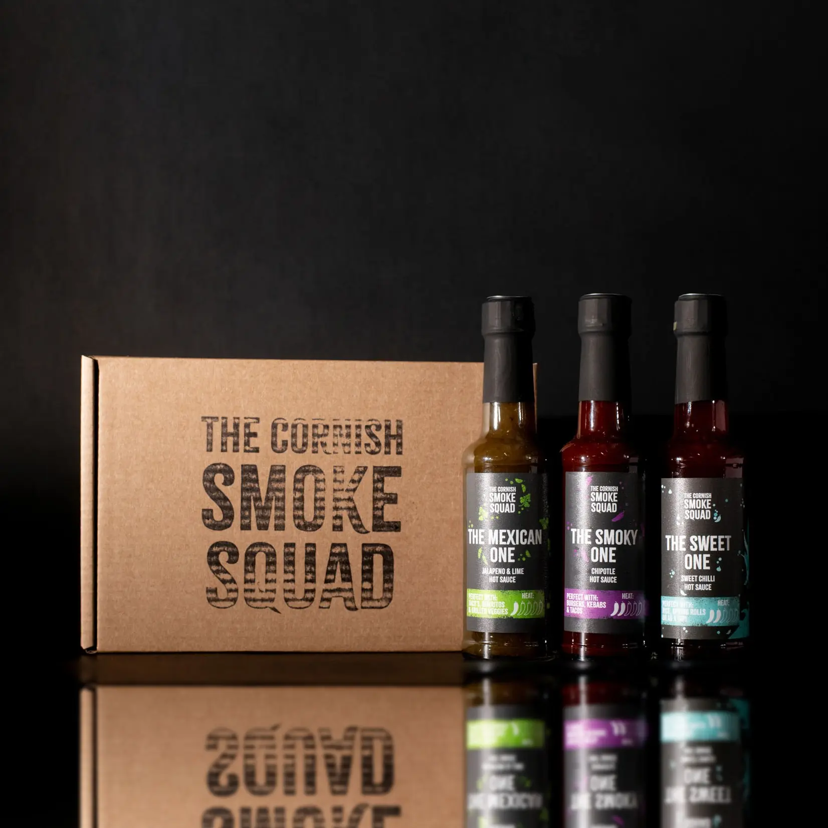 The Mild Box | Jalapeño & Lime, Chipotle and Sweet Chilli Hot Sauce | The Cornish Smoke Squad