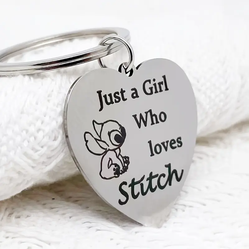 Stitch-Inspired Stainless Steel Heart Keychain - Elegant Fashion Accessory For Men 3