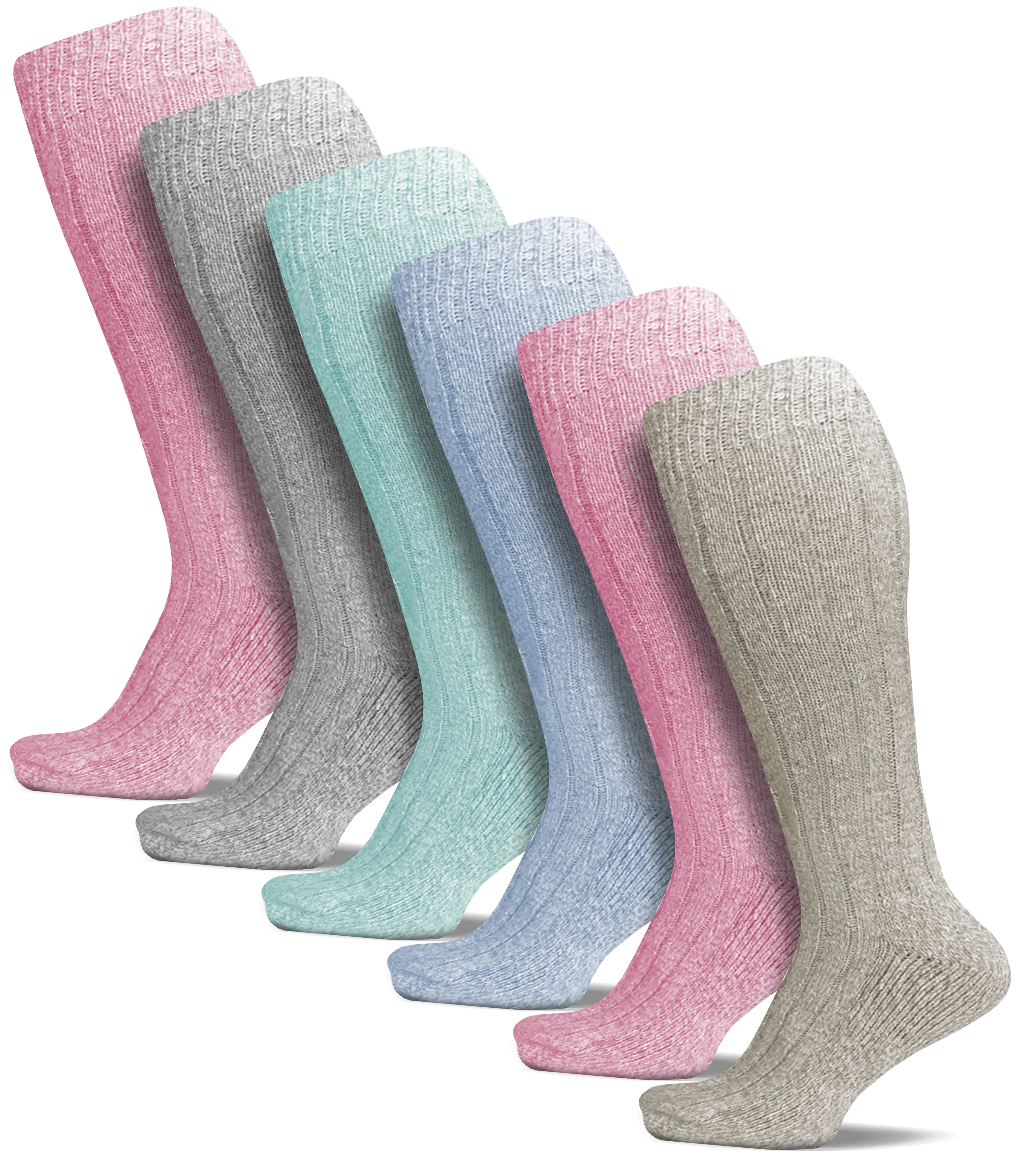 Women Long Wool Blend Boot Socks, 3/6 Pairs of Ladies Warm Winter Wool Blend Socks, Womenswear Comfort Luxury Soft Touch Winter Knee High Ladies Work Thermal Sock for Walking Hiking, UK 4-7 Comfortable Breathable Casual Everyday Thick Outdoor