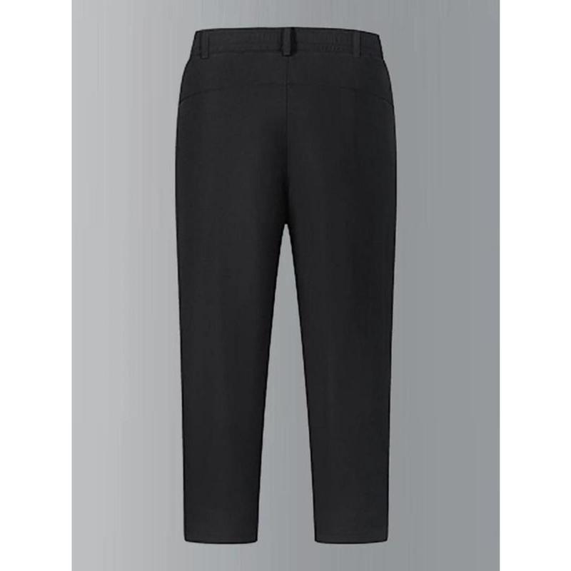 Men's Solid Zipper Pocket Thermal Lined Pants, Regular Fit Casual Comfy Warm Trousers for Fall & Winter, Men's Bottoms for Daily Wear 1