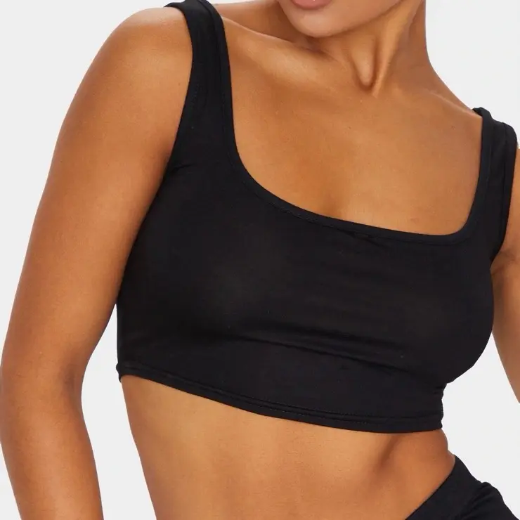 P301 Women's Basic Jersey Scoop Neck Crop Top - Lady, Comfy Womenswear Casual