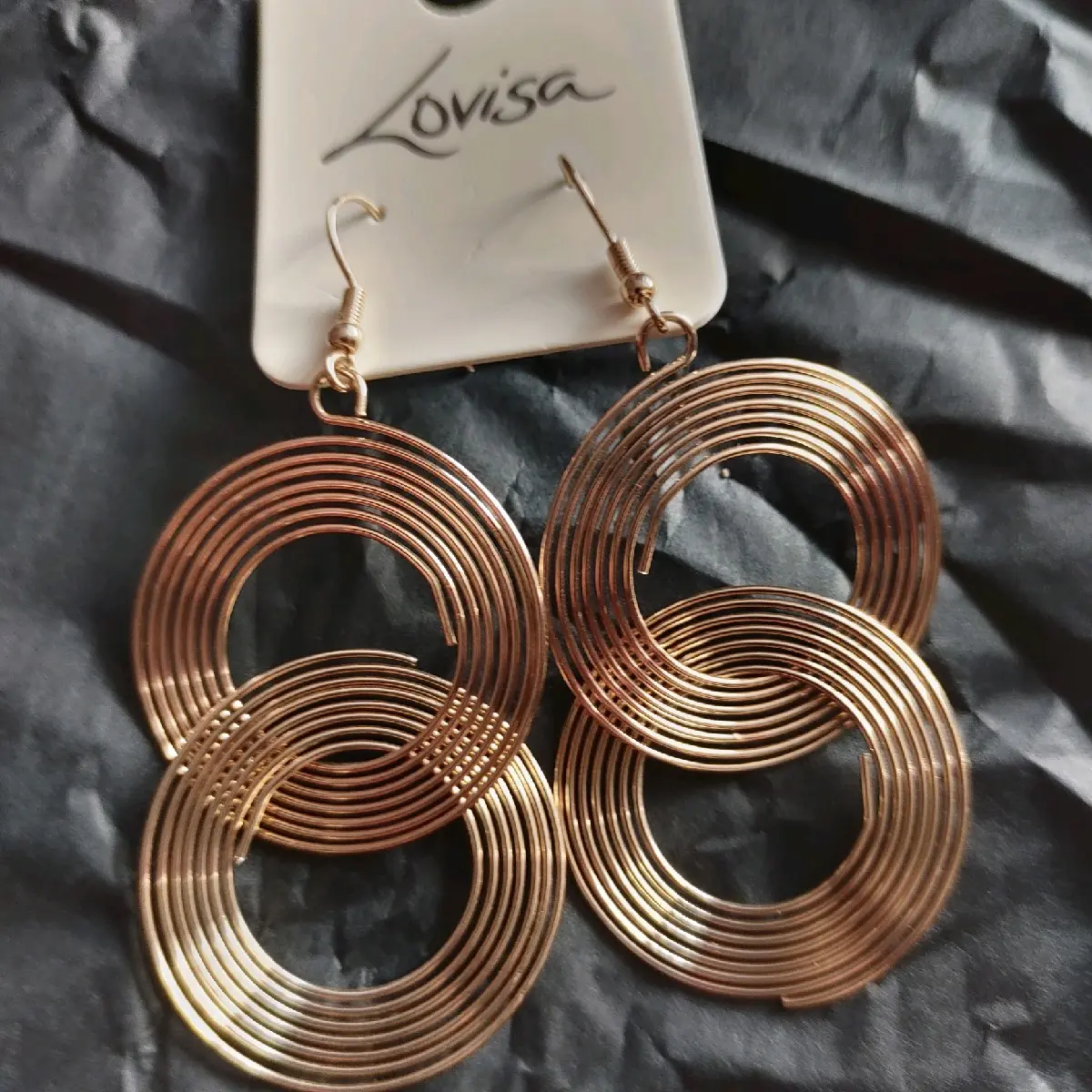 Lovisa gold linked coil drop earrings