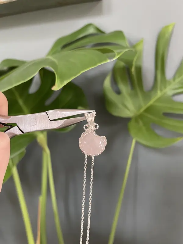 Rose Quartz Moon Crystal Necklace | 925 sterling silver | Crystal Necklaces | Silver Necklaces | Everyday Silver Jewellery | Semi Precious Stones | Crystal Jewellery | Ethereal Jewellery | Moon Necklace | Everyday Jewellery | Perfect Gift | 0