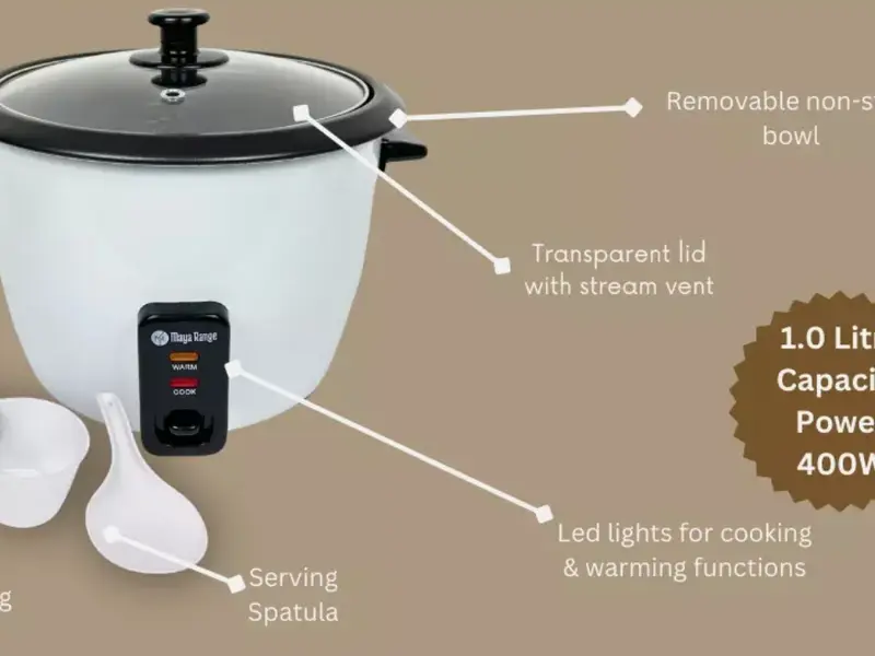Electric Rice Cooker - Non-Stick Removable Bowl, Keep Warm Function 1.0L 5