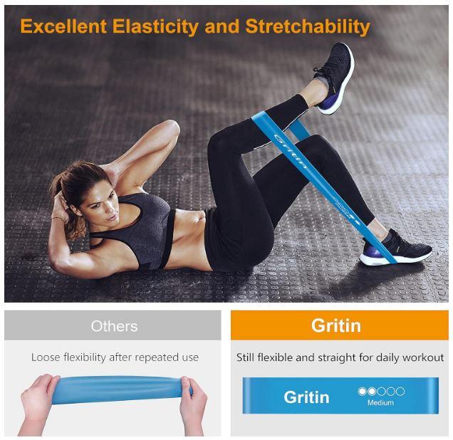 Product Introduction of Resistance Bands, Set of 5 Skin-Friendly Resistance Fitness Exercise Loop Bands with 5 Different Strength Levels - Carrying Case Included - Ideal for Home, Gym, Yoga, Training 4