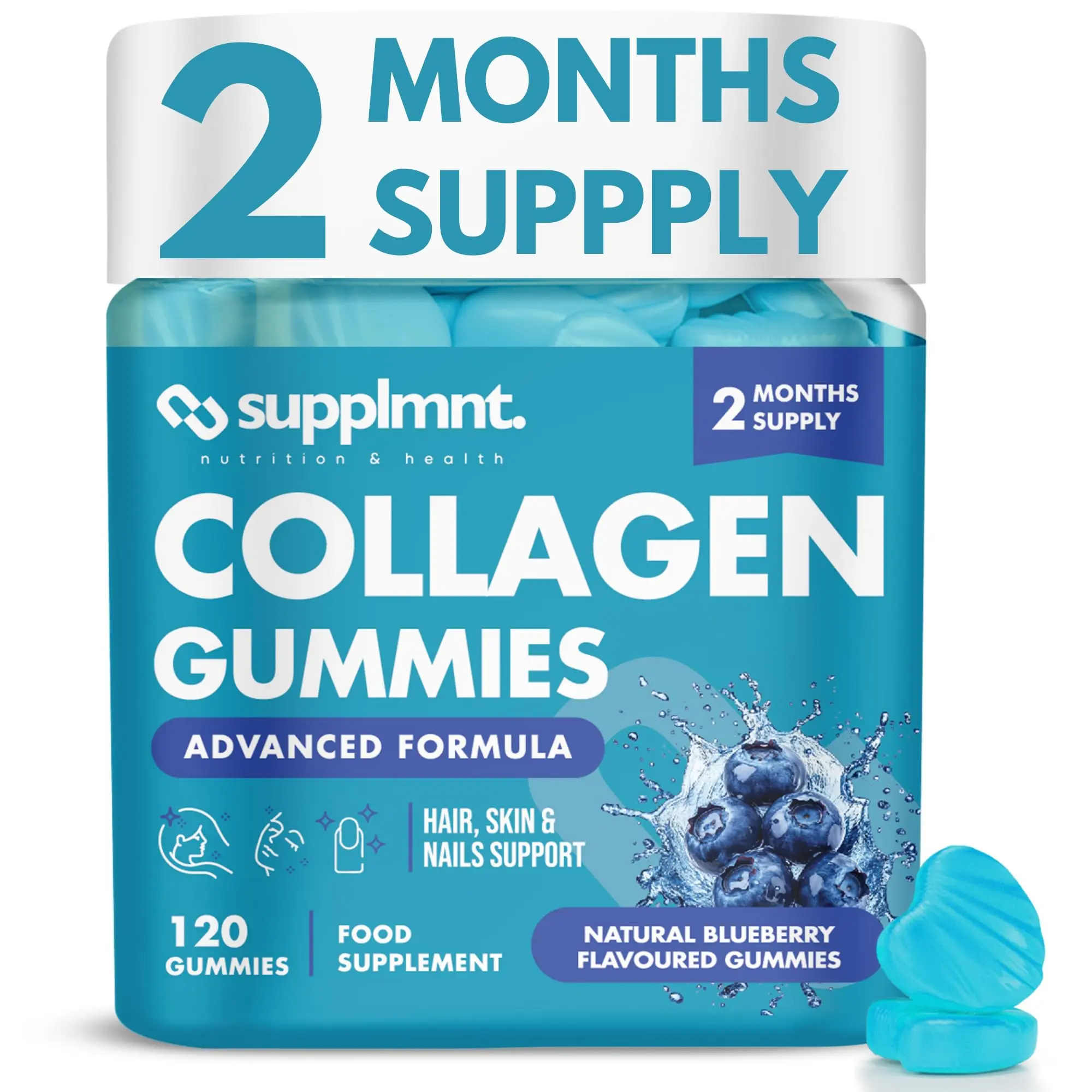 Marine Collagen Gummies - Hydrolysed Collagen Peptides with Biotin, Hyaluronic Acid & Vitamin C - Collagen Supplements for Women and Men - 120 Gummies. Collagen for Skin, Hair & Nails 2 Months Supply