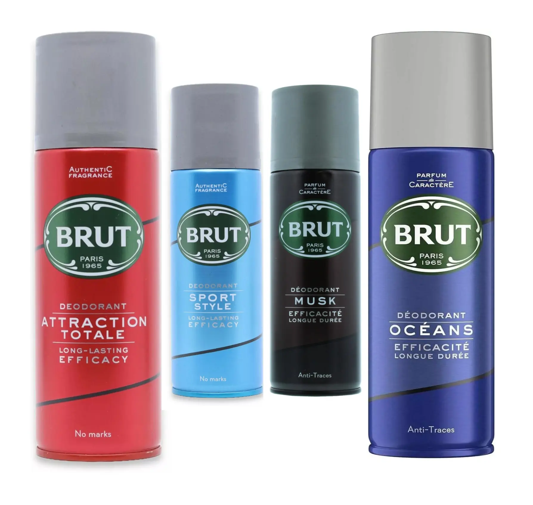 6 x 200ml Brut Deodorant Body Spray Musk Oceans Sport Style Attraction Totale