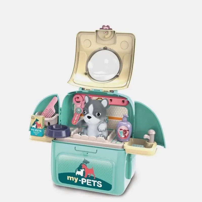 Pet, Rabbit & dog  care  or Cat Grooming Backpack Carry Case Role Pretend Play Kids Toy 7
