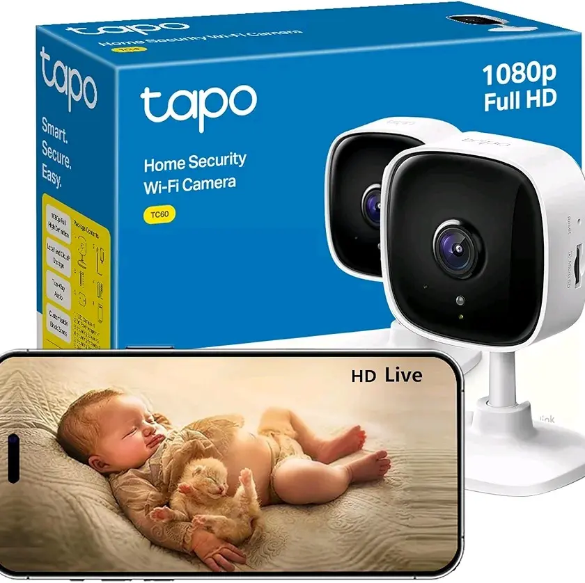 Tapo Mini Smart Security Camera, Indoor CCTV, Works with Alexa&Google Home, No Hub Required, 1080p, 2-Way Audio, Night Vision,Device Sharing (TC60) [Amazon Exclusive] No Monthly Fee Portable cameras wireless wifi