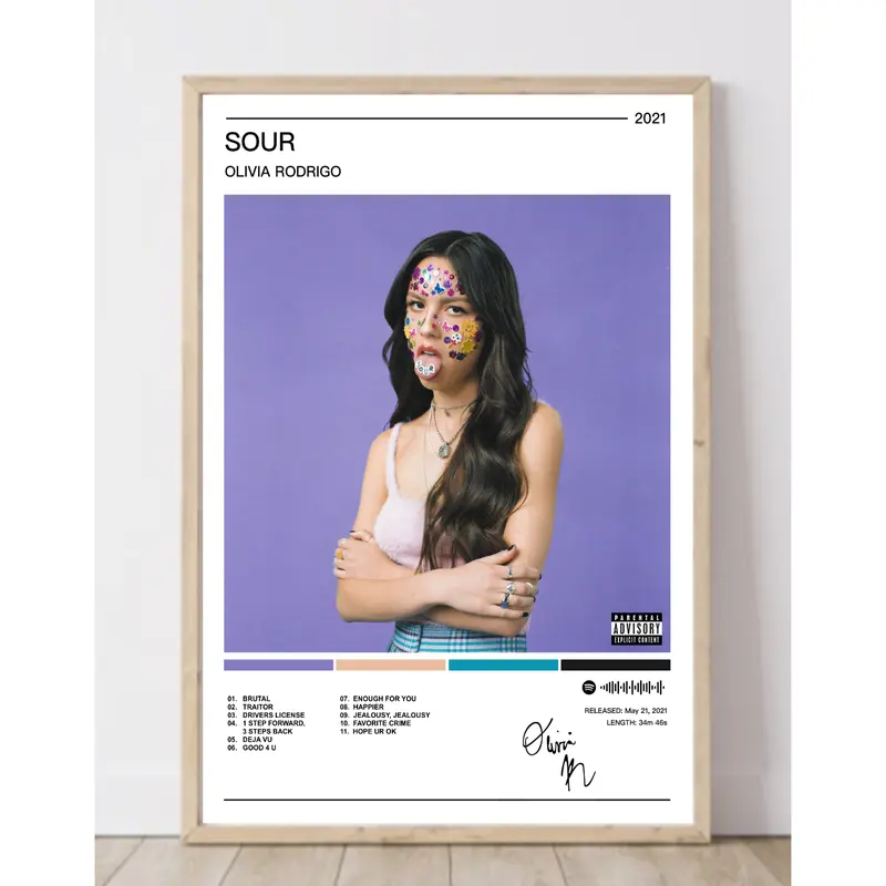 Olivia Rodrigo |  Sour Album Poster | A5 A4 A3 Print Decor Room Wall Artwork 0