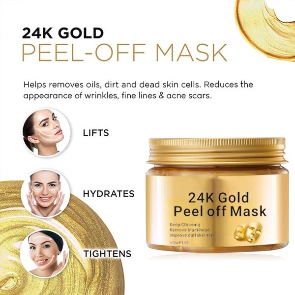 24K Peel Off Face Mask, Moisturizing Refreshing Beauty Skin Care Product for Women, Gold Face Mask, Deep Skin Clean Purifying Acne, Reduces Fine Lines & Wrinkles, Skin Care Face Lifting Firming Mask for Women 3