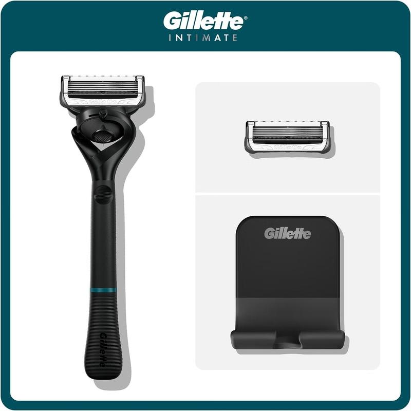 Gillette Intimate Pubic Hair Razor for Men, Gentle Shave with 1 Razor Handle, 1 Blade Refill, and Shower Hook - PrimeGroom UK 0