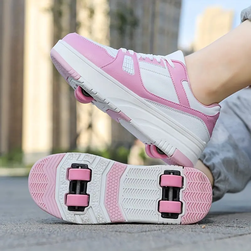 Comfy Lace Up Roller Shoes for Girls - Detachable Wheels for Outdoor Fun 0