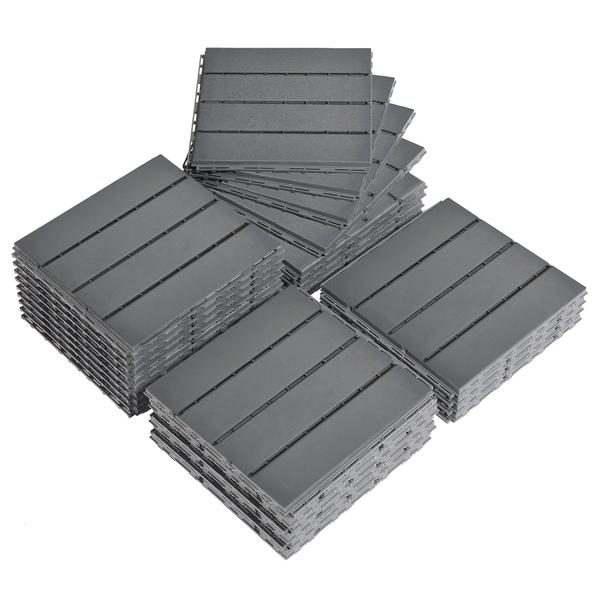 Plastic Interlocking Deck Tiles, 27 Pack, 11.8"x11.8" Waterproof Flooring Tiles for Indoor and Outdoor, Dark Grey ,Patio Floor Decking Tiles for Porch Poolside Balcony Backyard, BRANDED 3