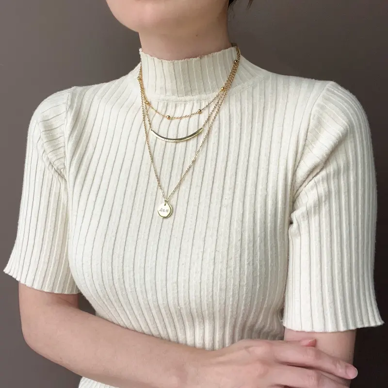 Triple Layer Bar Disc Necklace 5