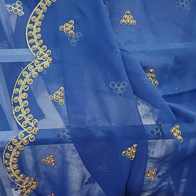 Gabasar with Gold Beads and Navy Colour for Any Occasions 3