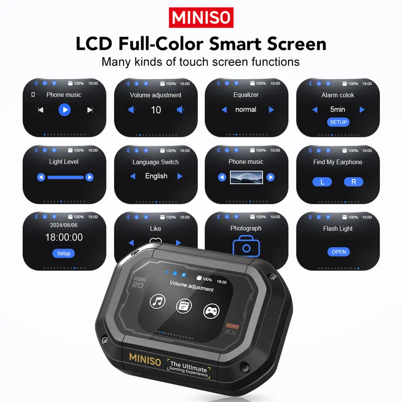 MINISO M98 Wireless Headphones, Over 135 Language Translation, Bluetooth Earphones, OWS Earbuds, Full Color Display Touch Screen Headset, Low Latency Gaming Earphones, Holiday Essentials, Christmas Gifts 6