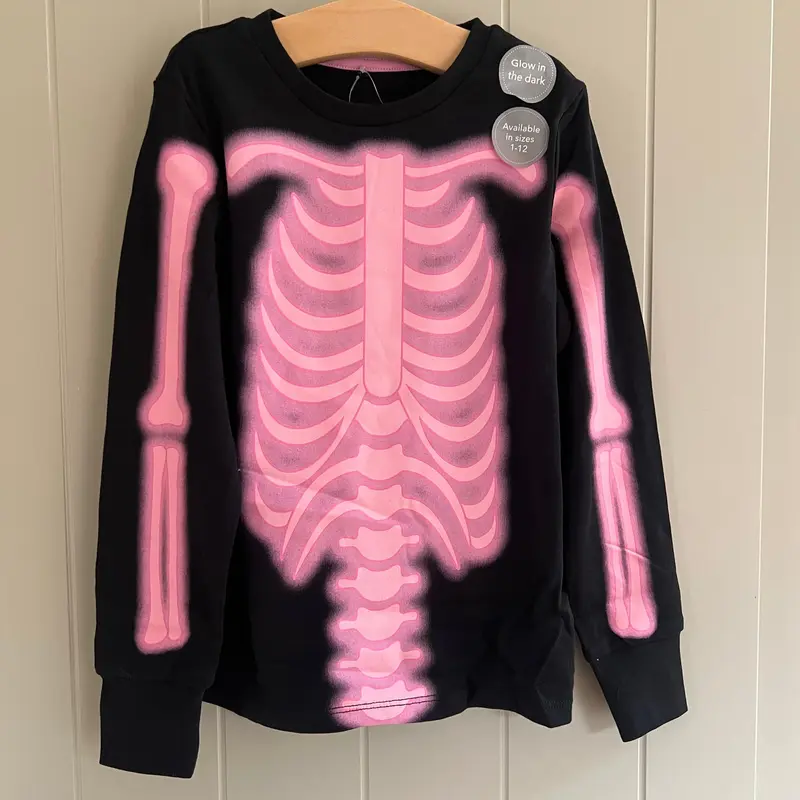Girls Boys Skeleton Glow In The Dark Pyjamas Halloween PJs Age 1-12 Years Black Pink 2