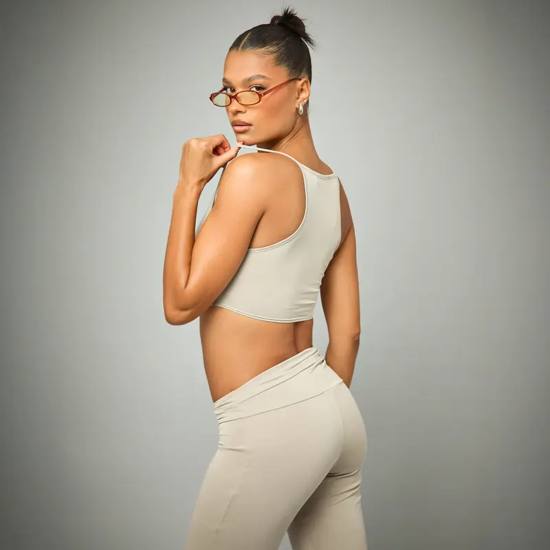 Soft Basic Strappy V Neck Ruched Crop Top 2