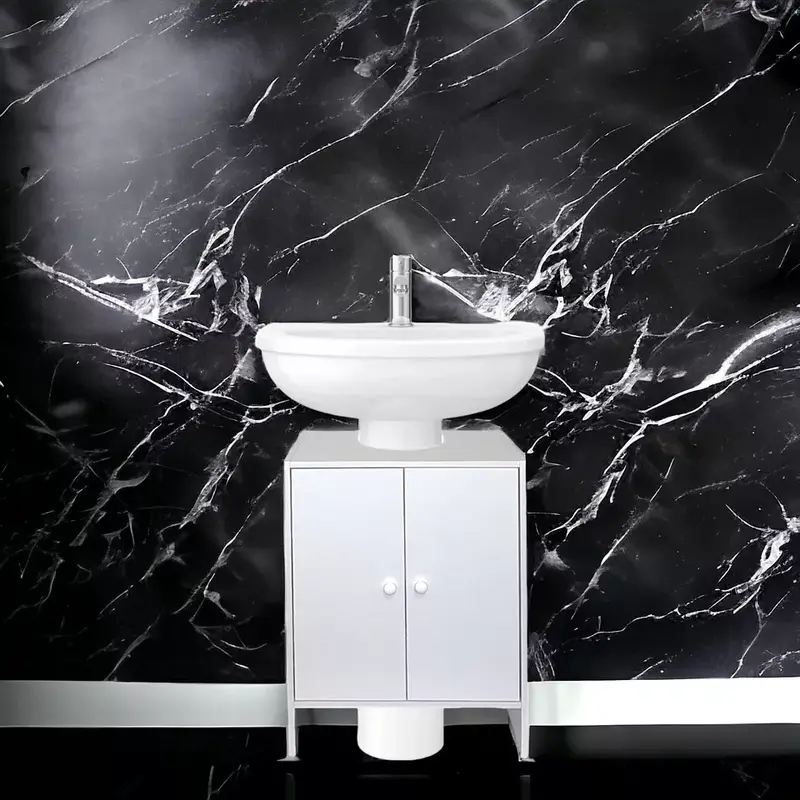 White Bathroom Sink Cabinet Under Basin Unit Cupboard with 2 Door Storage 3