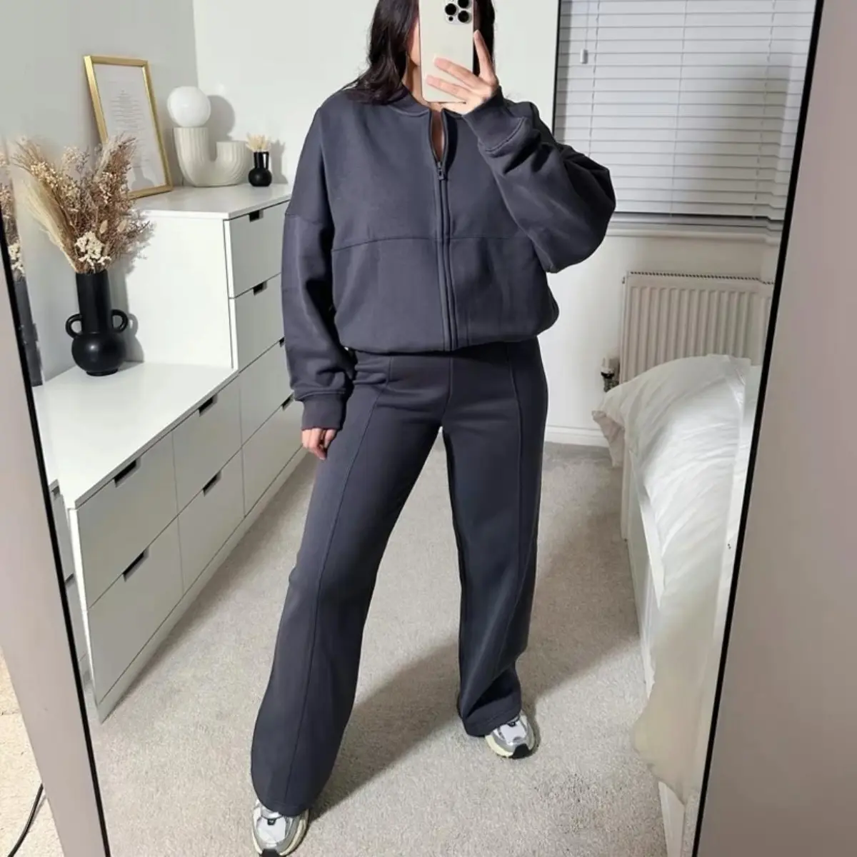 Women’s Fleece Oversized Zip Top Wide Leg Tracksuit Set UP TO UK18 - Kylie
