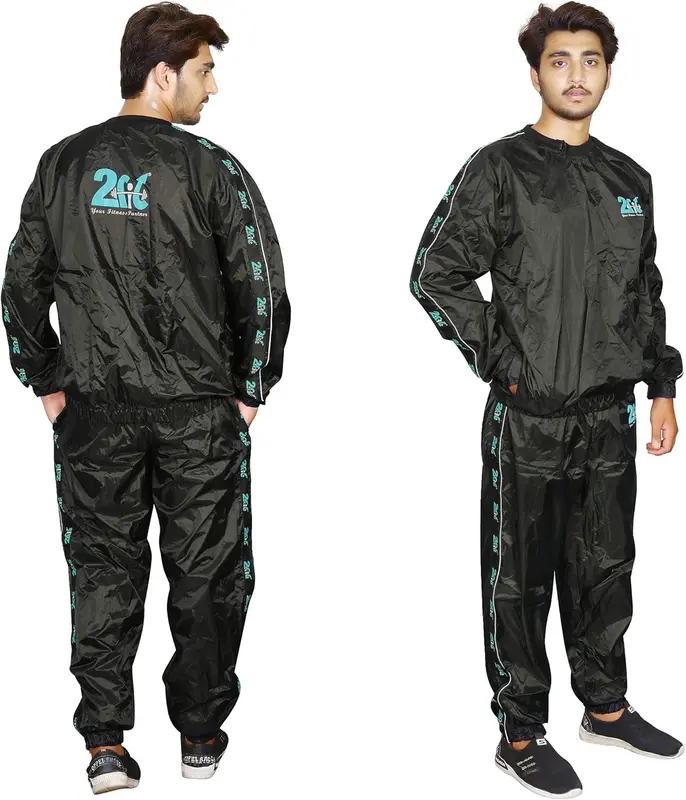 2Fit Your Fitness Partner Heavy Duty Workout Sauna Sweat Track Suit Top and Bottom Non Rip Weight Loss Slimming Boxing MMA Training Gym Weightlifting Running Jogging Exercise Fat Tracksuit 2