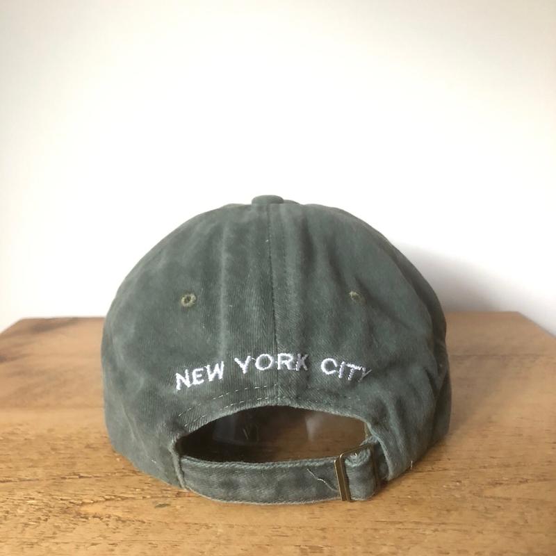 Adjustable Unisex Baseball Cap with New York Embroidered Design and Washed Green / Grey Effect cap cute 3