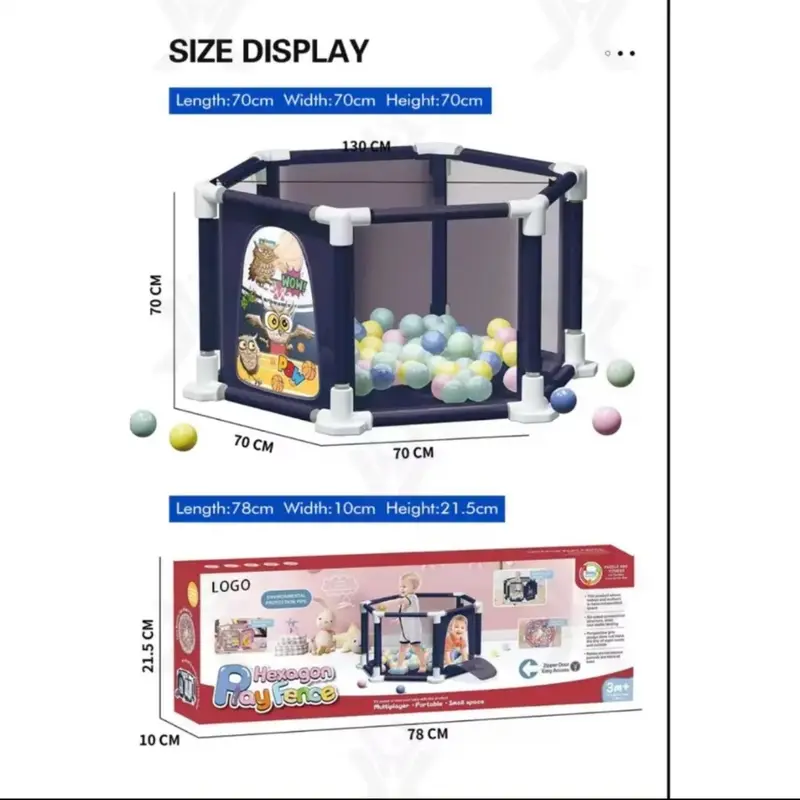 Baby Playpen, 6-Panel Portable Safety Play Yard with Breathable Mesh, Basketball Hoop, Pull Ring, and Balls at 4