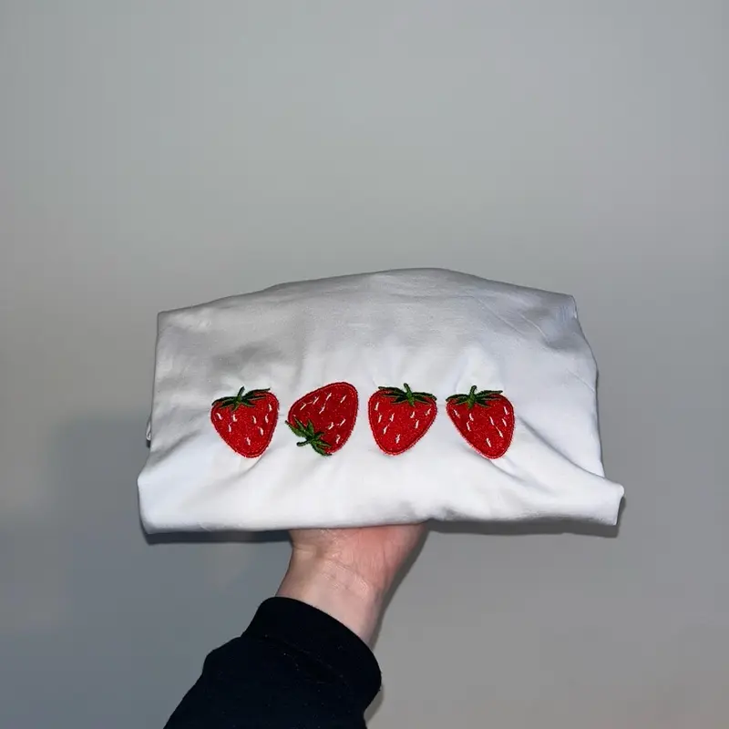 Strawberries Embroidery T-Shirt 1