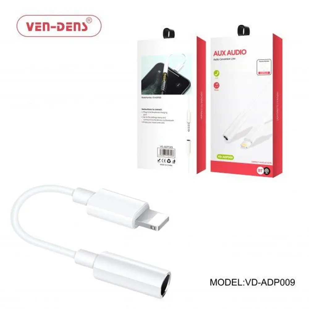 Ven-Dens Stylish Lightning to 3.5mm Connector Adapter