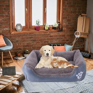Dog Bed and Cat bed Comfortable wool lined basket bed with non-slip bottom, soft pet mat, machine washable fluffy, suitable for small to large dogs and cats, warm pet bed in winter, animal sleeping sofa