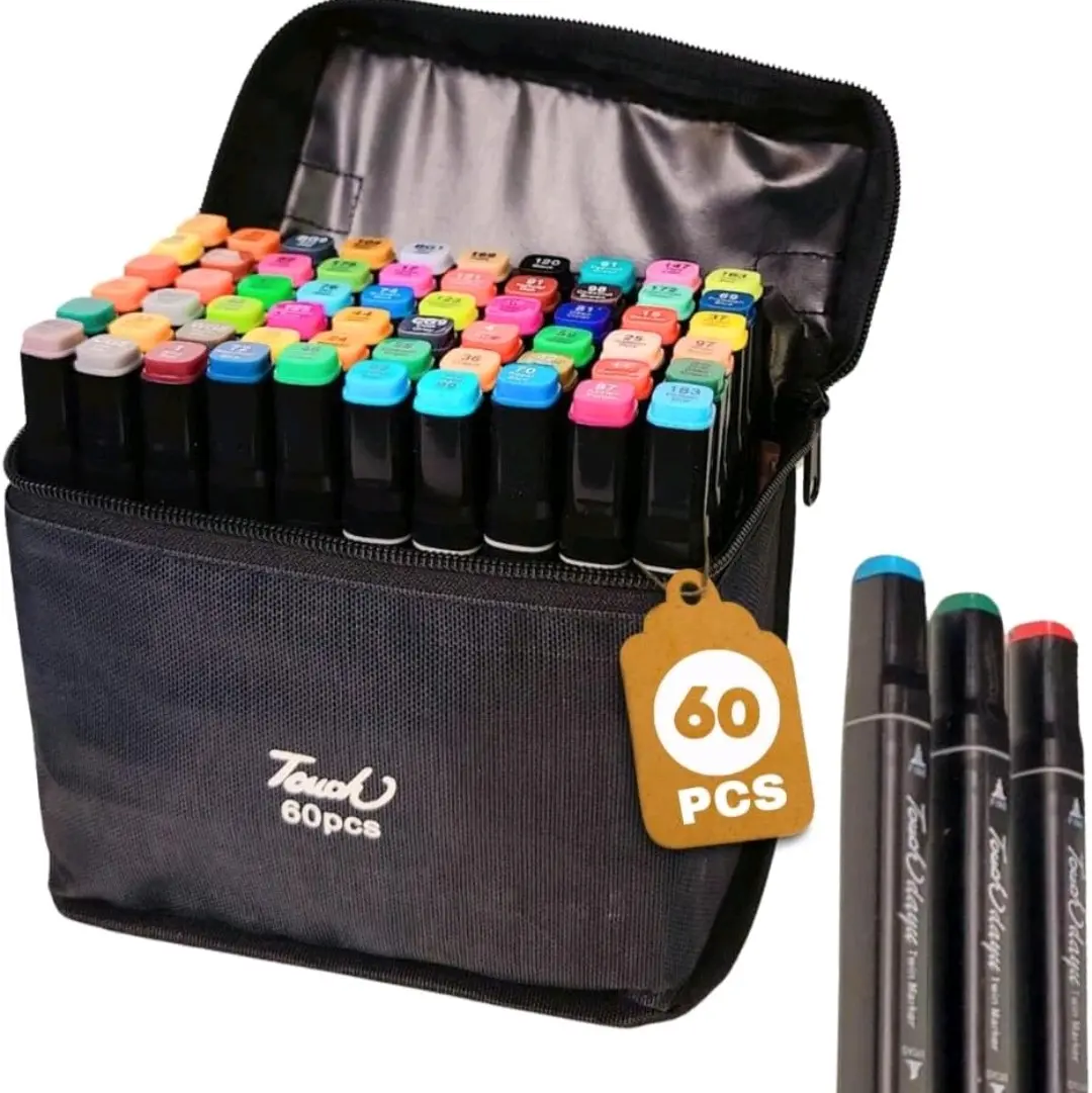 60-pcs Alcohol Markers Set with High-Quality Ink and Ergonomic Design | Touch 80 Colors Marker | Marker Pens 80 PCS Permanent Art Markers, Dual Tip Markers, Permanent Twin Markers for Adult Children colouring pens