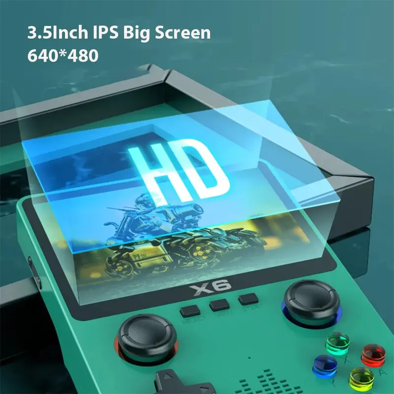 X6 3.5Inch IPS Screen Handheld Game Player Dual Joystick 11 Simulators GBA Video Game Console for Kids Gifts 6