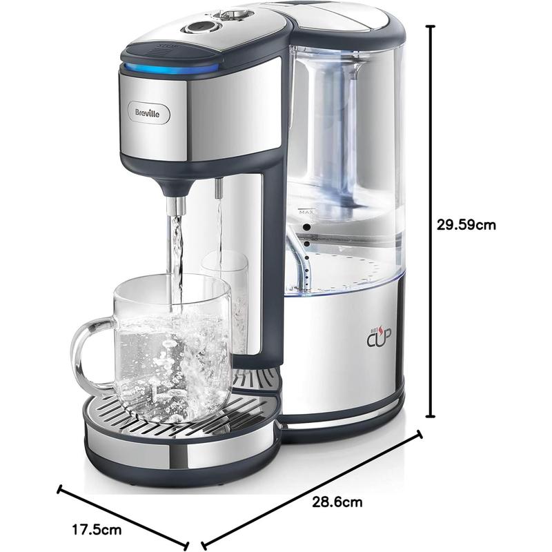Breville BRITA HotCup Hot Water Dispenser | Integrated Water Filter | 1.8L with 3kW Fast Boil & Variable Dispense | Energy-efficient use | Stainless Steel [VKJ367], Silver/Black 7