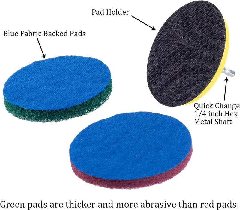 Kichwit 4 Inch Drill Power Scrubber Scouring Pads Cleaning Kit, Heavy Duty Household Cleaning Tool (Drill NOT Included) 5